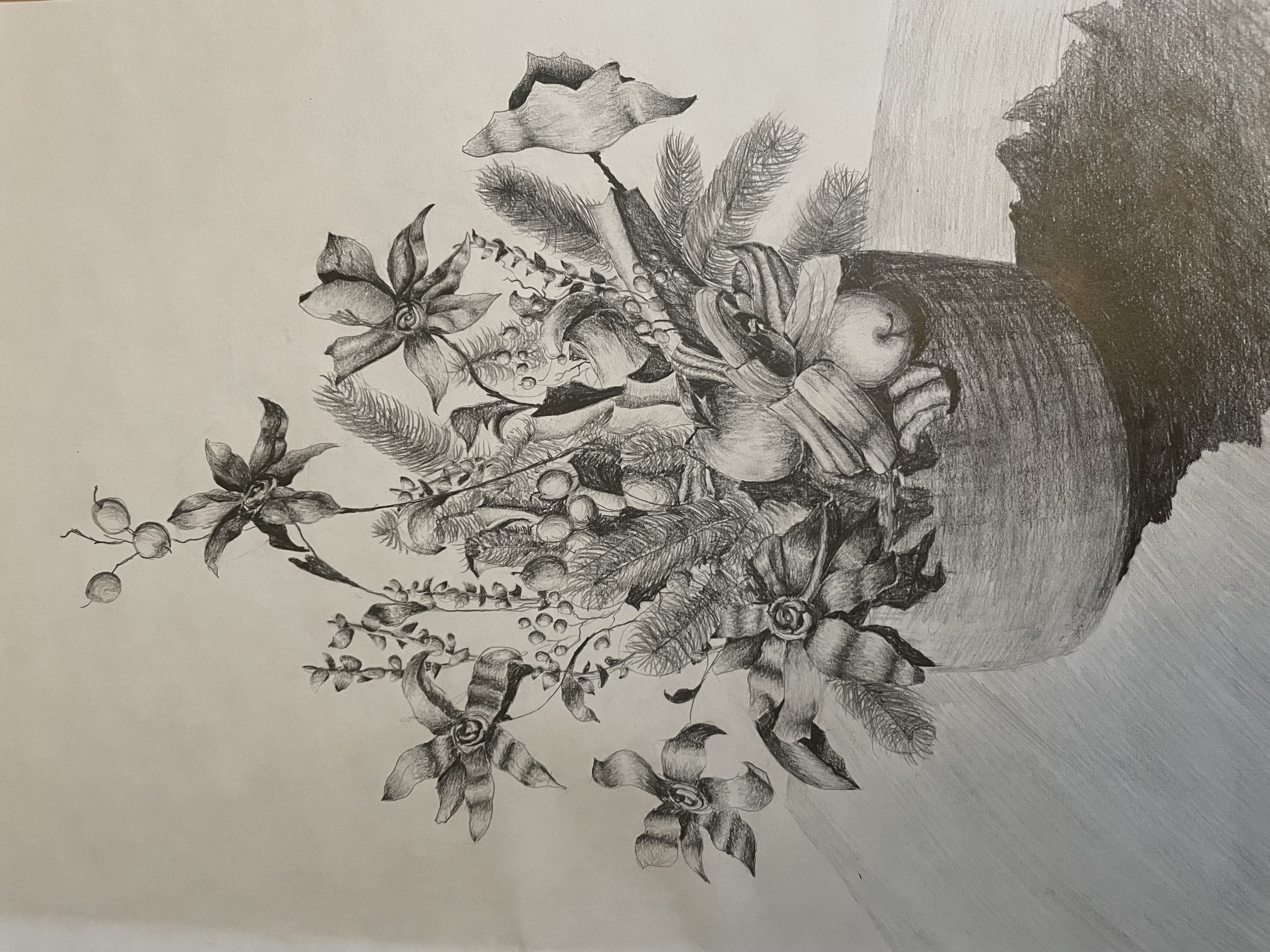 Pencil drawing of a flower pot